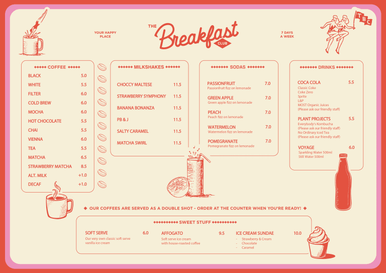 Menu – The Breakfast Club Cafe